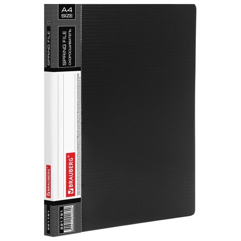 Папка с металлическим скоросшивателем и внутренним карманом BRAUBERG "Contract", черная, до 100 л., 0,7 мм, бизнес-класс - фото 26519